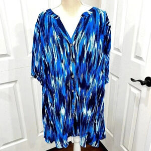 Roaman’s NWT plus sized button down abstract print long shirt